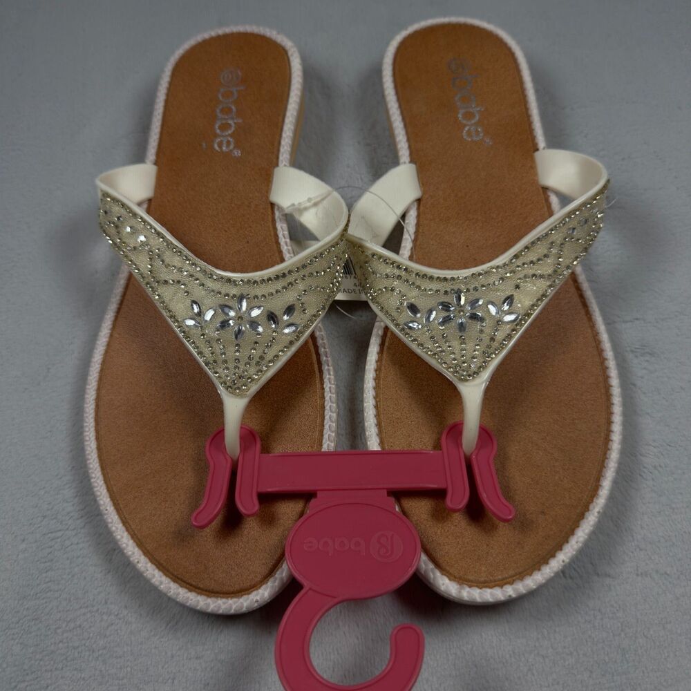 Bebe Slip on Women's Sandals Color White Thong Size 10